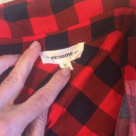 Red plaid button down shirt - Picture 2 of 3